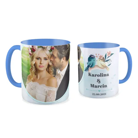 FOTO Kubek niebieski 330ml ŚLUBNY